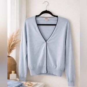 Eddie Bauer Light Blue Cotton Cardigan Sweater Size L Classic Soft 100% cotton